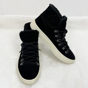 Marc Fisher High Top Sneaker Suede Leather Upper Faux Fur Daisie Shoe Boot 11